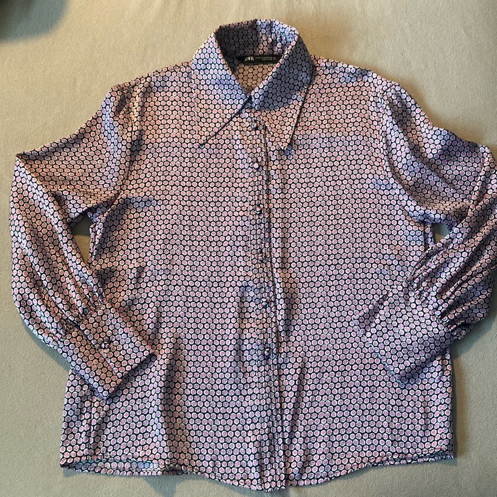 Zara floral “satin” shirt